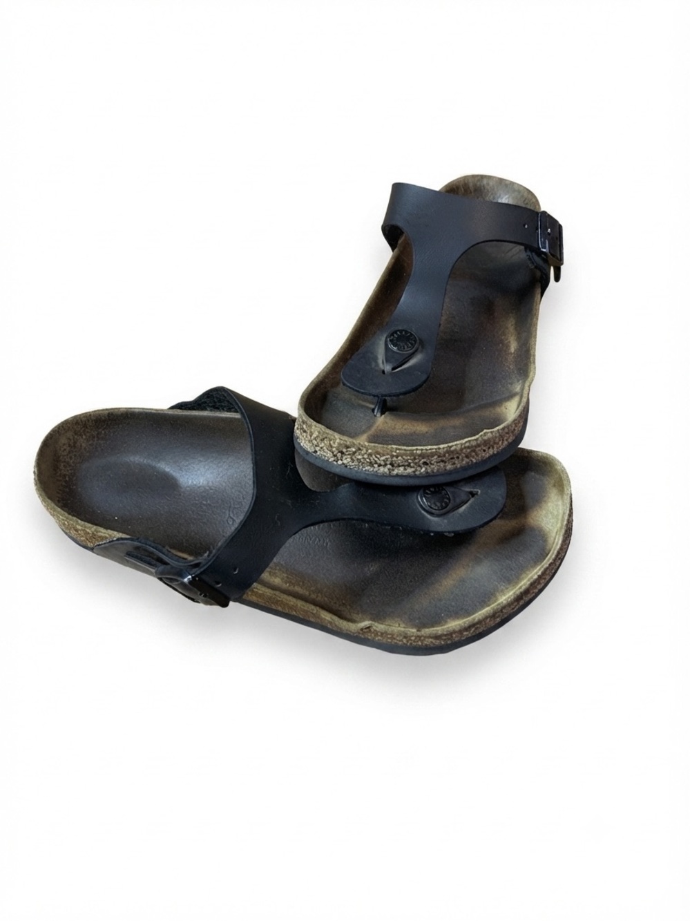 Birkenstock Gizeh Black Thong Sandals Cork Footbed Size 37 US 6-6.5